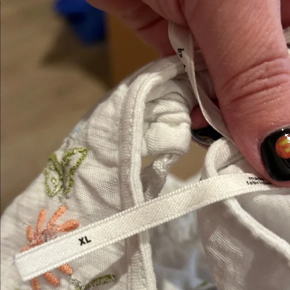 Anthropologie Embroidered Camisole - White with Pink and Green Accents - Picture 3 of 3